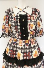 画像2: axes femme kawaii / ベアズベーカリー柄ロングワンピース M クロ O-26-08-31-036-AX-OP-OW-OS (2)