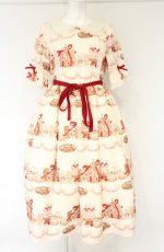 画像1: axes femme kawaii / お菓子の家柄ワンピース M キナリ O-26-08-31-005-AX-BL-OW-OS (1)