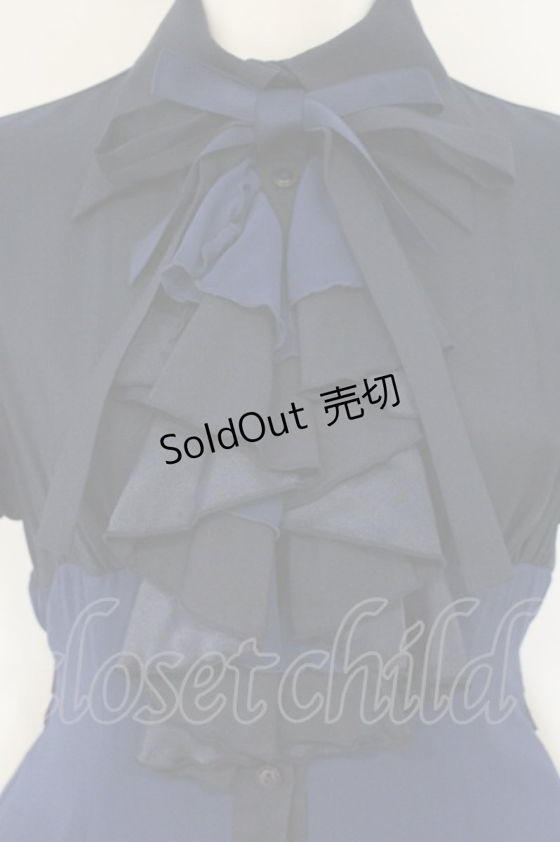 画像2: ATELIER BOZ / ラルフェイ半袖ワンピース  ブルー×ブラック O-26-08-31-1065-EL-OP-IG-OS (2)