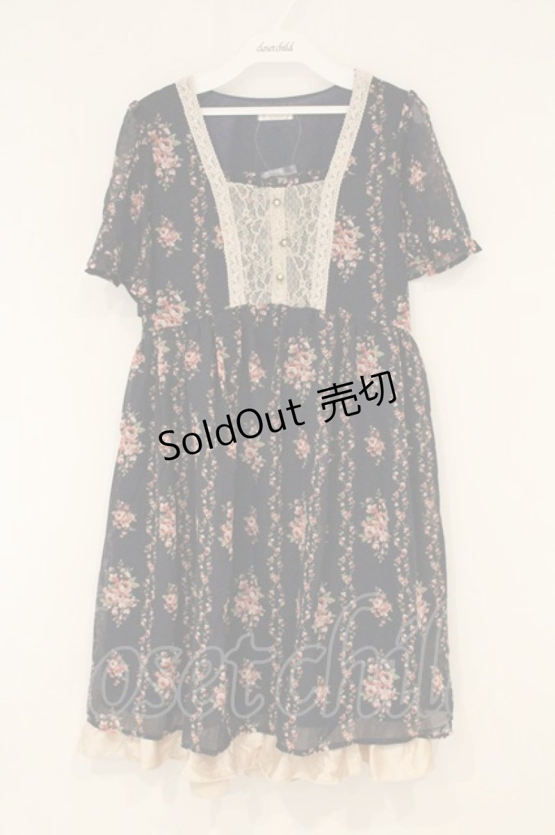 画像1: axes femme / ローズ縦ラインワンピース M ネイビー O-26-08-31-1003-AX-OP-OW-OS (1)