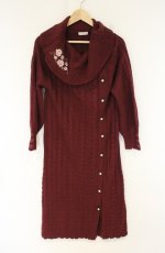 画像1: axes femme / ボタンデザインニットワンピース M ワイン O-26-08-31-013-AX-OP-OW-OS (1)