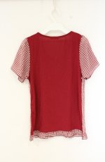 画像2: axes femme / ギンガムチェックブラウス風Tシャツ M アカ O-26-08-31-014-AX-TO-OW-OS (2)