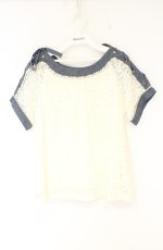画像1: axes femme / デニム切り替えレーストップス M キナリ O-26-08-31-017-AX-TO-OW-OS (1)