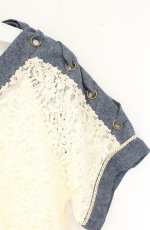 画像2: axes femme / デニム切り替えレーストップス M キナリ O-26-08-31-017-AX-TO-OW-OS (2)