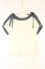 画像3: axes femme / デニム切り替えレーストップス M キナリ O-26-08-31-017-AX-TO-OW-OS (3)