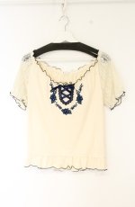 画像1: axes femme / 刺繍入スモックオフショルプルオーバー M キナリ O-26-08-31-024-AX-TO-OW-OS (1)