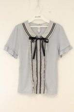 画像1: axes femme / セーラーブロッキングプルオーバー M ブルー O-26-09-01-036-AX-TO-IG-OS (1)