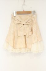 画像2: Secret Honey / 格子チェックバックリボンスカート  ベージュ O-26-09-01-1034-CA-SK-IG-OS (2)