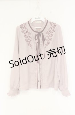 Preview of 刺繍入スタンドカラーブラウス M ピンク