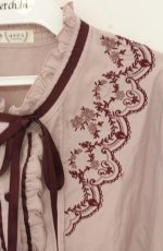 画像2: axes femme / 刺繍入スタンドカラーブラウス M ピンク O-26-09-01-1057-AX-BL-OW-OS (2)