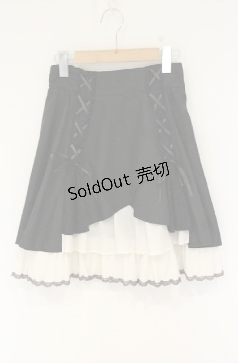 画像1: axes femme / ダブルレースアップスリットスカート  クロ×アイボリー O-26-09-01-1063-AX-SK-IG-OS (1)