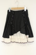 画像1: axes femme / ダブルレースアップスリットスカート  クロ×アイボリー O-26-09-01-1063-AX-SK-IG-OS (1)