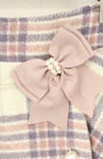 画像2: LIZ LISA / リボンブローチ付チェックスカート  シロ*ピンク×ラベンダー O-26-09-01-1031-LO-SK-IG-OS (2)