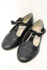 画像1: m petit by misako / AMPUリボンストラップパンプス L クロ O-26-09-01-2042-LO-SH-OW-OS (1)