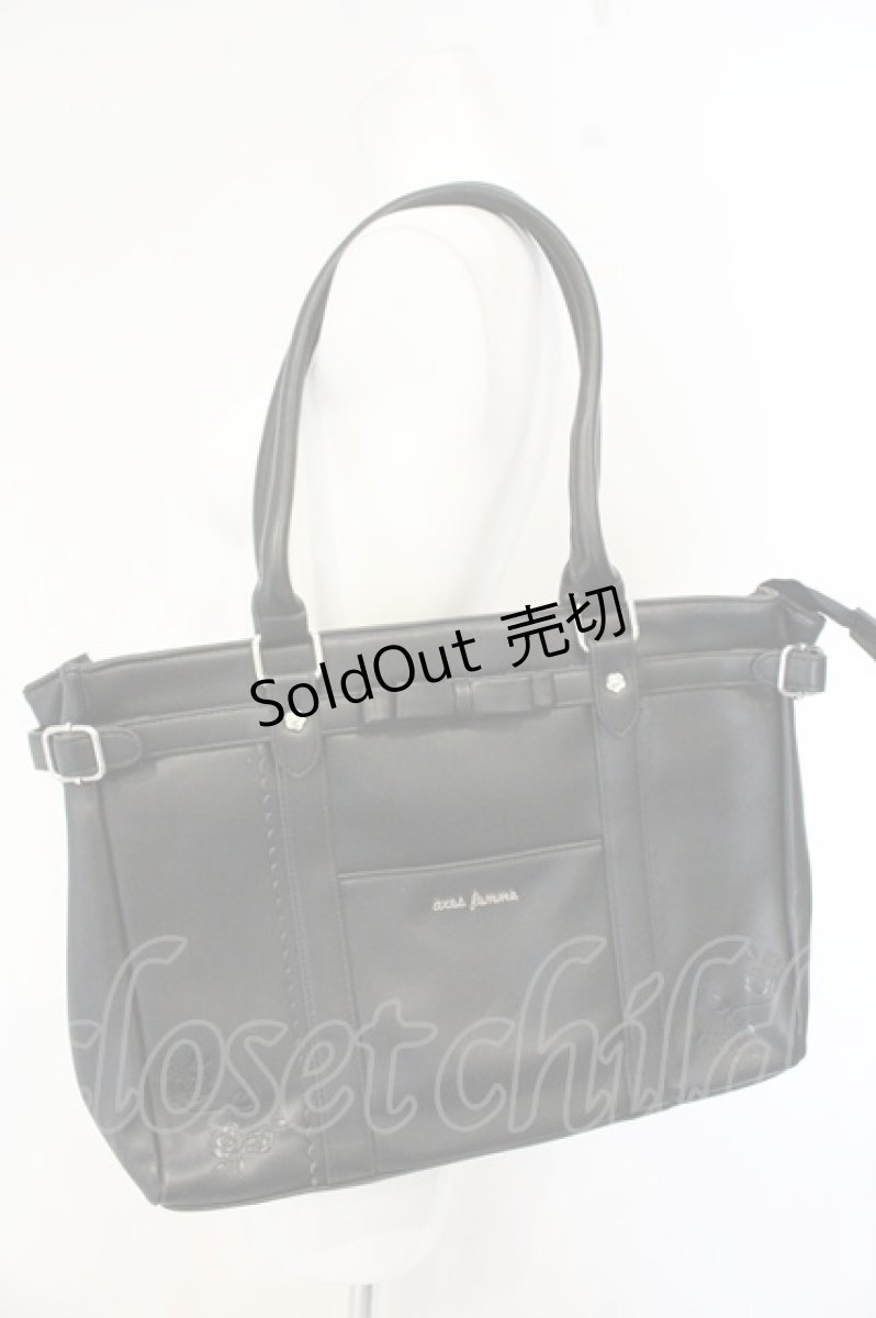 画像1: axes femme / 薔薇エンボスリボンＡ４トート  クロ O-26-09-01-2020-AX-BG-OW-ZTK060 (1)