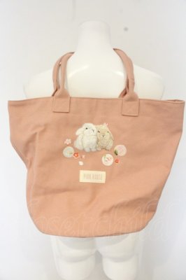 Preview of 幸見うさぎ刺繍バッグ  ピンク