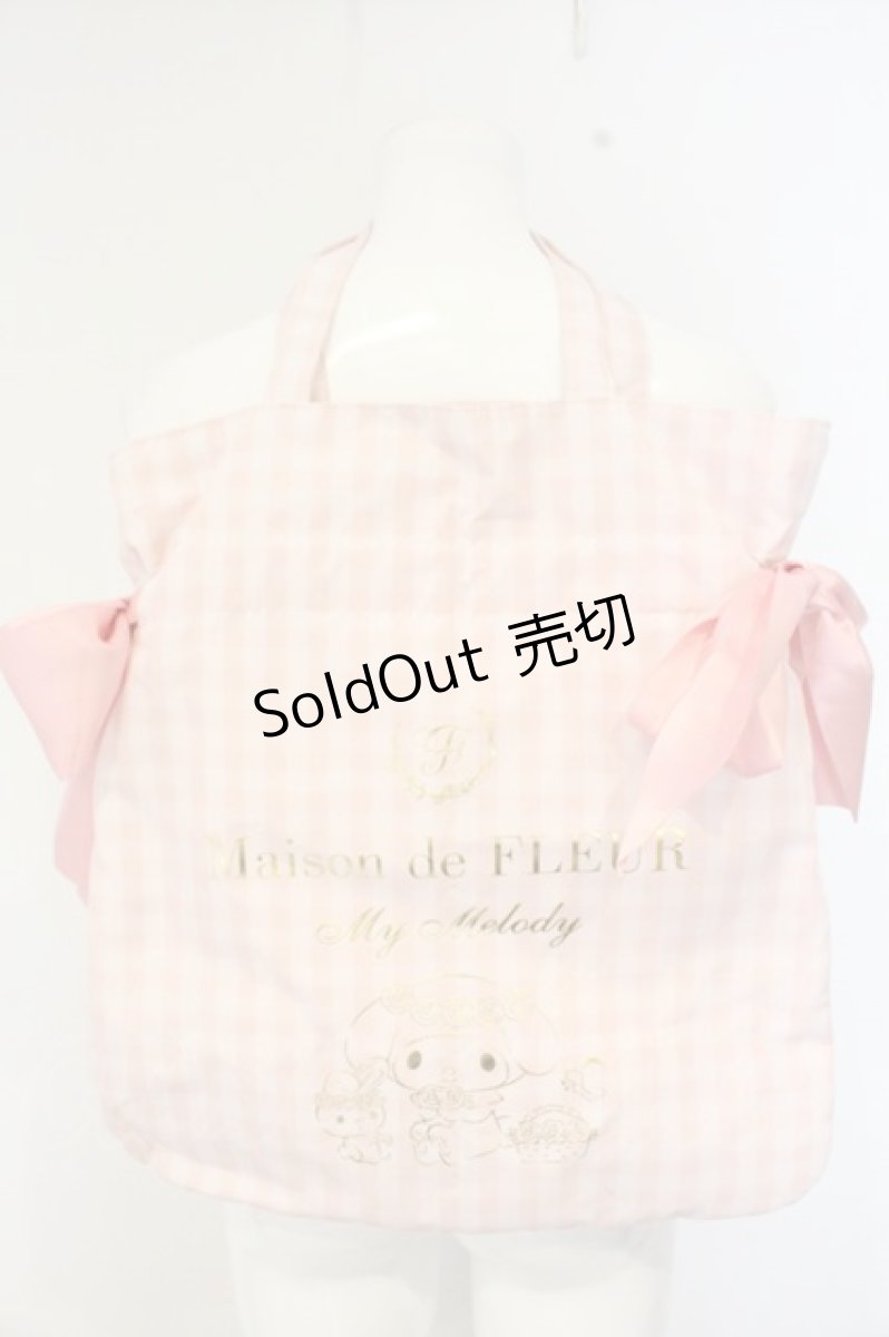 画像1: Maison de FLEUR / マイメロディリボントートバッグ  ピンク O-26-09-01-2032-LO-BG-OW-ZTK060 (1)