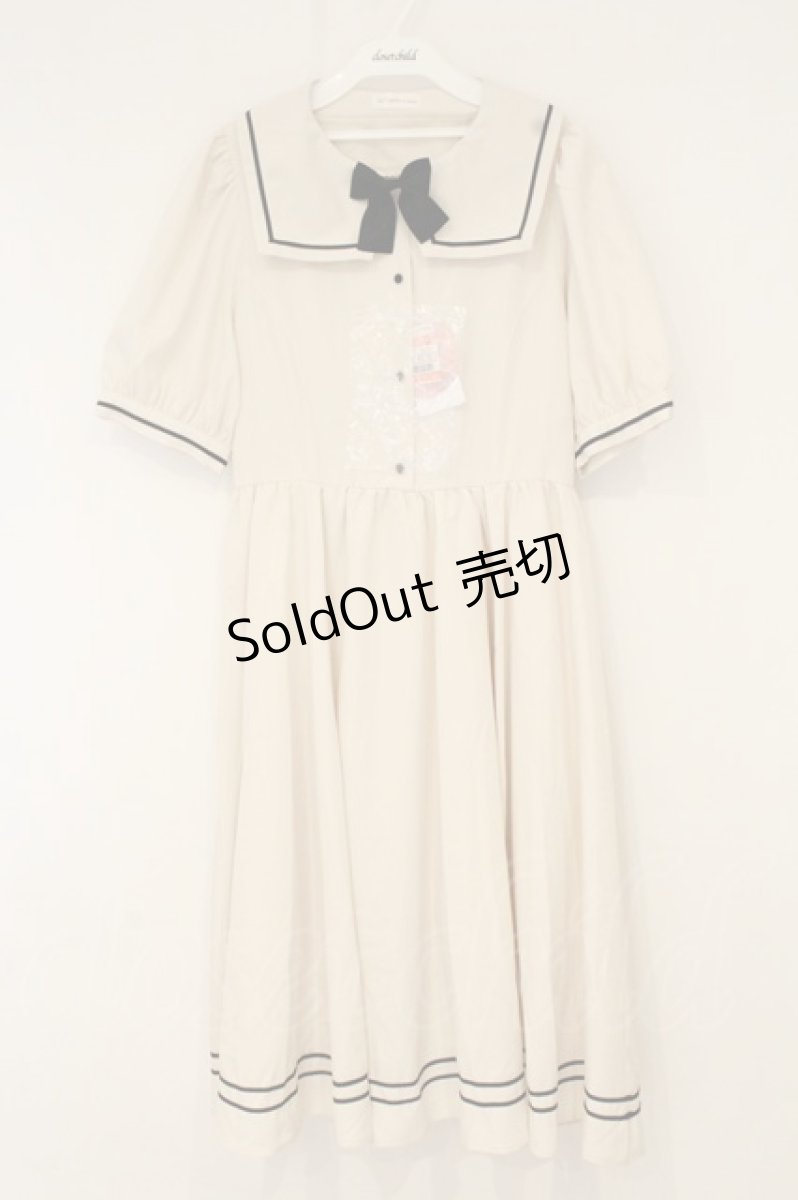 画像1: m petit by misako / リボン付セーラーワンピース LL アイボリー O-26-09-01-012-LO-OP-IG-OS (1)
