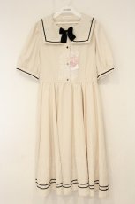 画像1: m petit by misako / リボン付セーラーワンピース LL アイボリー O-26-09-01-012-LO-OP-IG-OS (1)