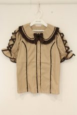 画像1: Chalmiere / 袖レースアップブラウス M ブラウン O-26-09-01-014-AX-BL-IG-OS (1)