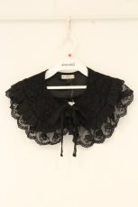 画像1: axes femme / レースフリルラウンド付け襟  クロ O-26-09-01-015-AX-ZA-IG-OS (1)
