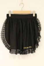画像1: ATELIER PIERROT / ロゴ刺繍入りレースエプロン  ブラック O-26-09-01-017-EL-ZA-IG-OS (1)
