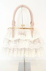 画像1: axes femme / レースフリルがま口バッグ 215×330×100mm ピンク O-26-09-02-045-AX-BG-IG-OS (1)