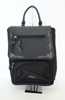 Preview of 撥水ナイロン刺繍使いリュック 365×270×150mm クロ