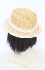 画像2: axes femme / ドビードットチュールストローハット 57.5cm ナチュラル×オフシロ O-26-09-02-022-AX-AC-IG-OS (2)