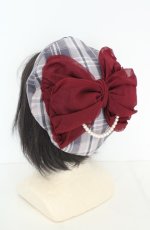 画像2: axes femme / パール付リボンチェックベレー  ラベンダー O-26-09-02-023-AX-AC-OW-OS (2)