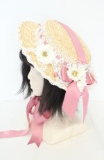 画像1: Chalmiere / フラワーサマーハット  ナチュラル×ピンク O-26-09-02-026-AX-AC-IG-OS (1)