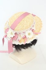 画像2: Chalmiere / フラワーサマーハット  ナチュラル×ピンク O-26-09-02-026-AX-AC-IG-OS (2)