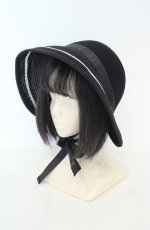 画像1: m petit by misako / NINASコラボ ブレードストローハット  クロ O-26-09-02-031-LO-AC-IG-OS (1)
