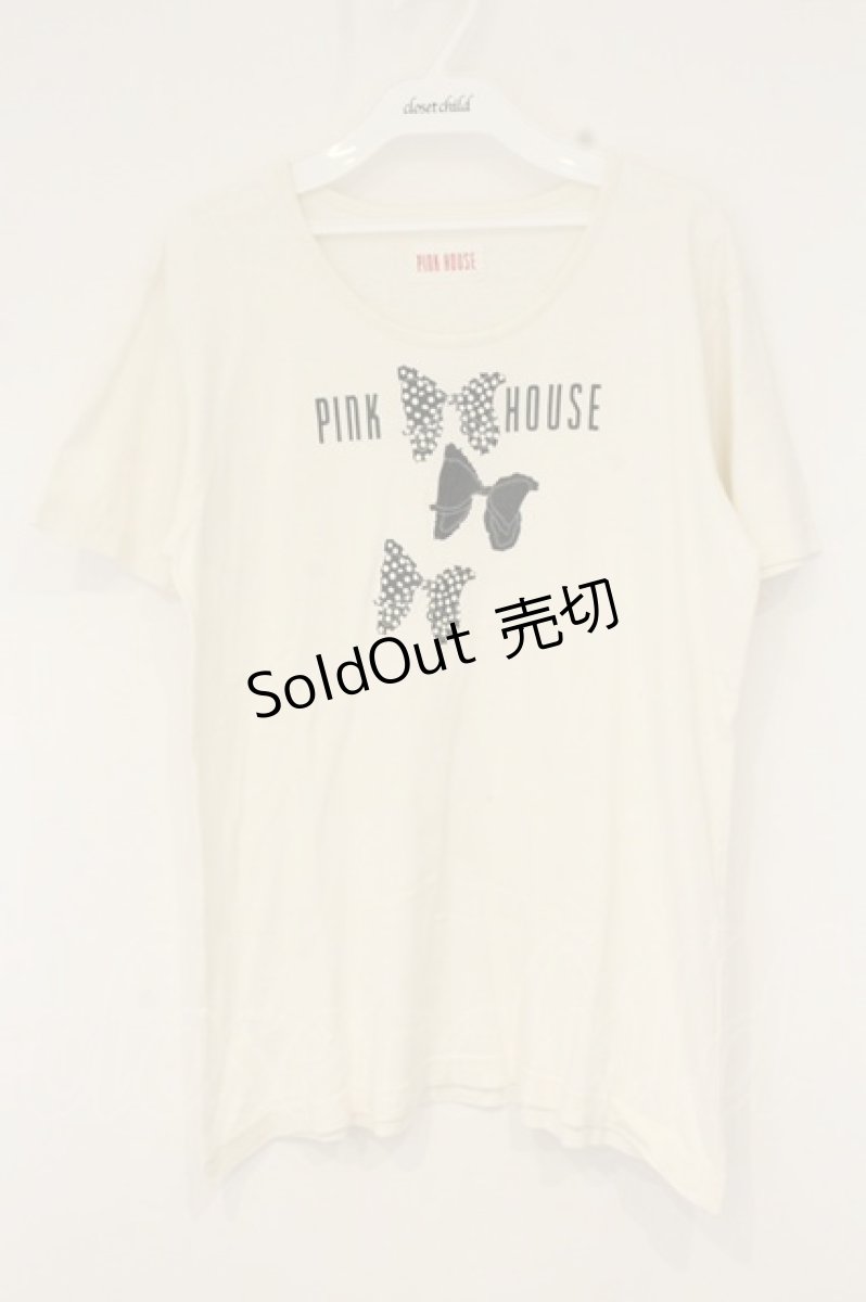 画像1: PINK HOUSE / ロゴプリント半袖カットソー  シロ O-26-09-03-037-LO-TO-OW-ZT785 (1)