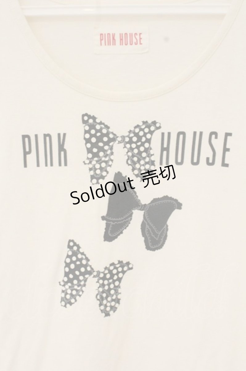 画像2: PINK HOUSE / ロゴプリント半袖カットソー  シロ O-26-09-03-037-LO-TO-OW-ZT785 (2)