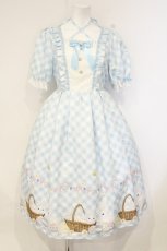 画像1: axes femme kawaii / イースター柄ワンピース M サックス O-26-09-03-072-AX-OP-OW-OS (1)
