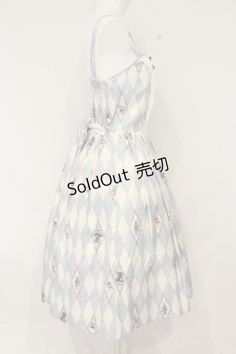 画像4: axes femme kawaii / ダイヤ柄ジャンスカ M サックス O-26-09-03-076-AX-OP-OW-OS (4)