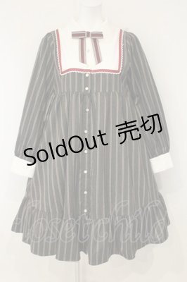 Preview of ストライプワンピース M グレー×ワイン