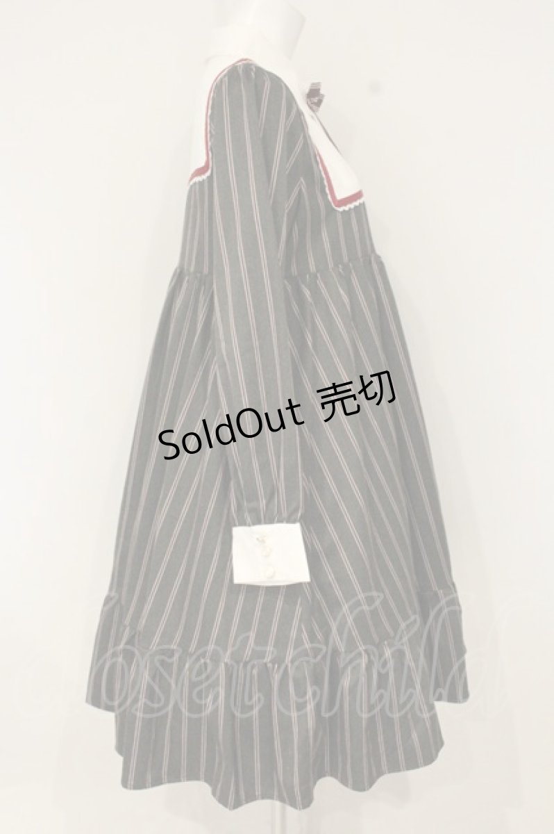 画像3: axes femme kawaii / ストライプワンピース M グレー×ワイン O-26-09-03-077-AX-OP-OW-OS (3)