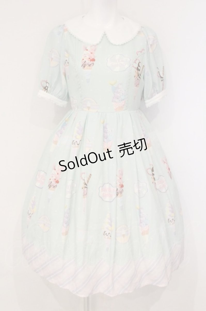 画像1: axes femme kawaii / アイス柄半袖ワンピース M グリーン O-26-09-03-078-AX-OP-OW-OS (1)