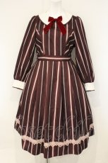 画像1: axes femme kawaii / レジメンワンピース M ワイン O-26-09-03-083-AX-OP-OW-OS (1)