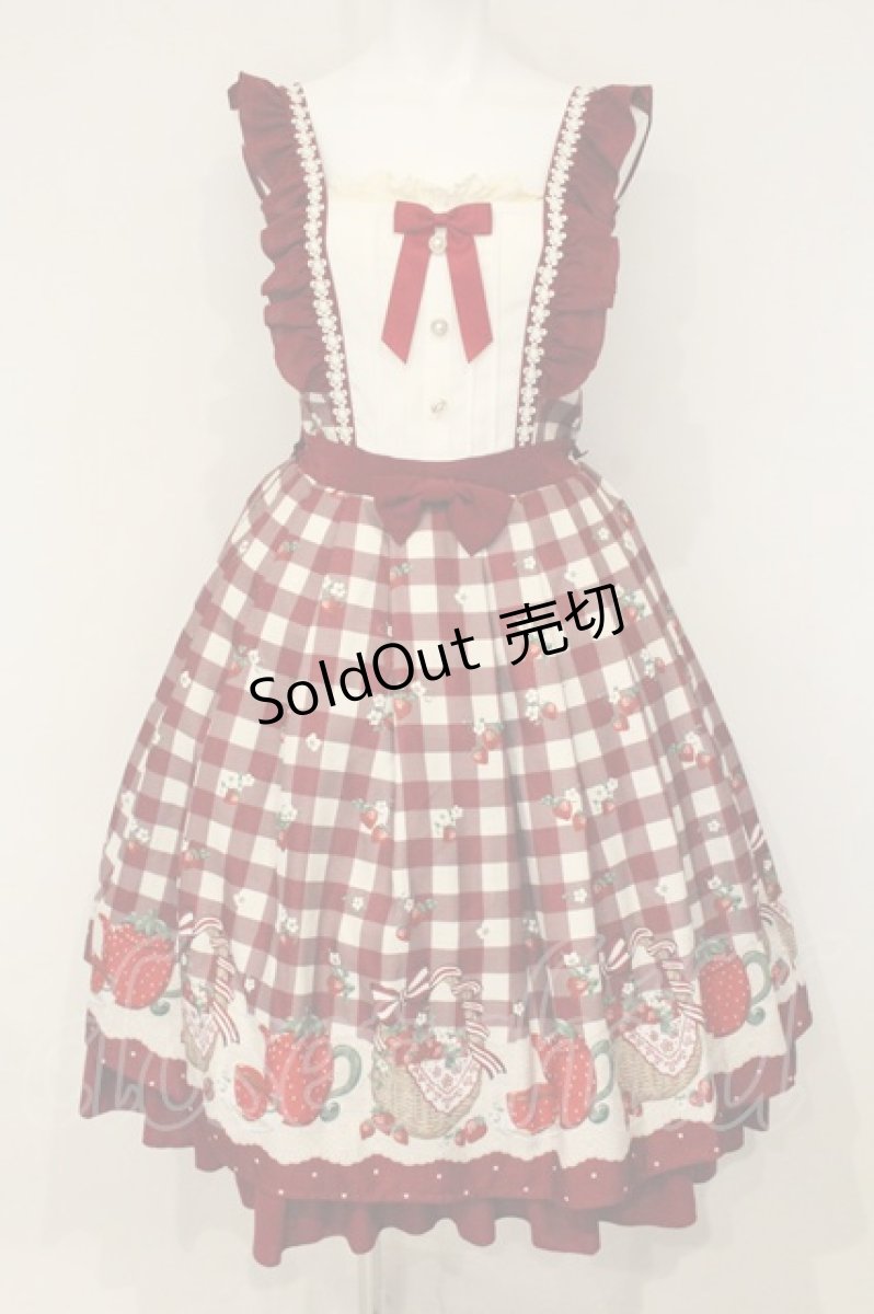 画像1: axes femme kawaii / ベリーズピクニックジャンパースカート M アカ O-26-09-03-085-AX-OP-OW-OS (1)