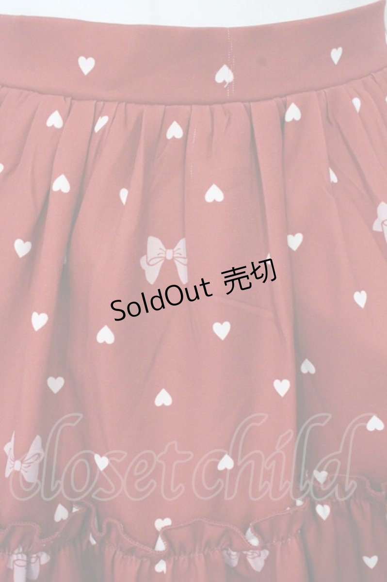 画像2: axes femme kawaii / ハートドット柄ティアードスカート M アカ O-26-09-03-087-AX-SK-OW-OS (2)
