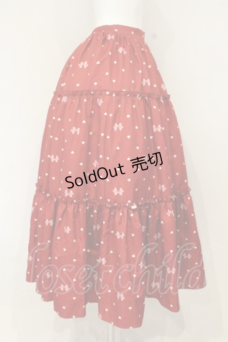画像3: axes femme kawaii / ハートドット柄ティアードスカート M アカ O-26-09-03-087-AX-SK-OW-OS (3)