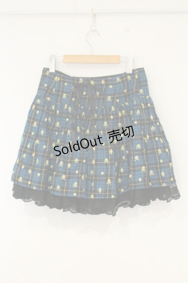 画像4: ALGONQUINS / スカルチェックラップスカート F ブルー O-26-09-03-016-AL-SK-OW-OS (4)