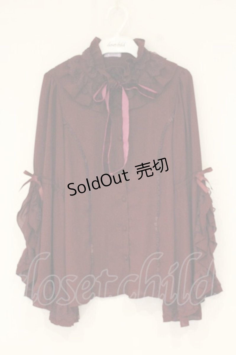 画像1: axes femme kawaii / 姫袖フリルブラウス M ワイン O-26-09-04-044-AX-BL-OW-OS (1)