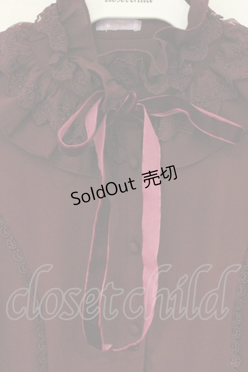 画像2: axes femme kawaii / 姫袖フリルブラウス M ワイン O-26-09-04-044-AX-BL-OW-OS (2)