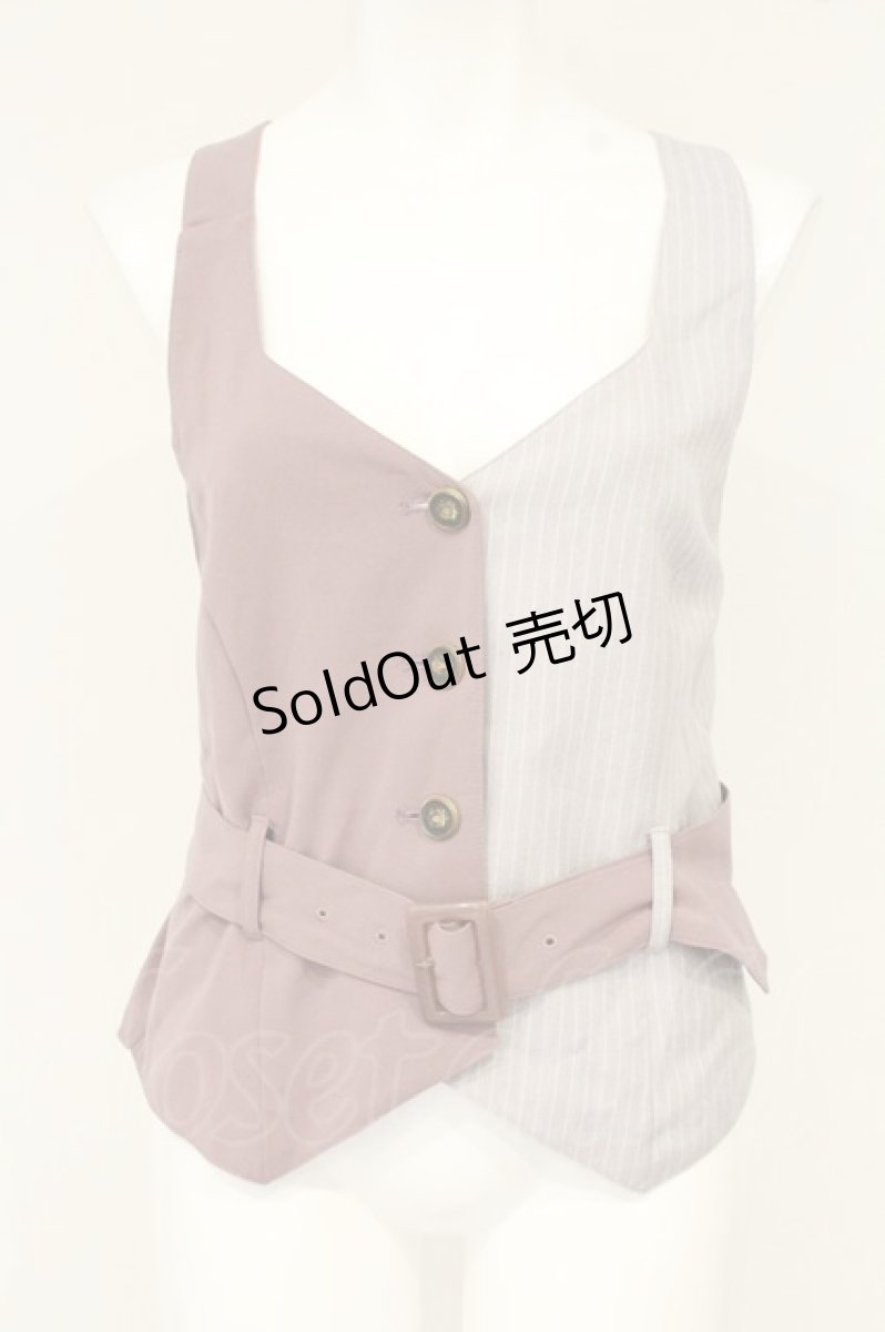 画像1: axes femme POETIQUE / ベルト付バイカラーベスト M ピンク O-26-09-04-058-AX-TO-OW-OS (1)