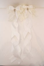 画像1: LOTUS ribbon / ツインテールリボンバレッタ  シロ レース×サテン O-26-09-04-1012-LO-ZA-IG-OS (1)