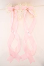 画像1: LOTUS ribbon / ツインテールリボンバレッタ  ピンク レース×サテン O-26-09-04-1013-LO-ZA-IG-OS (1)